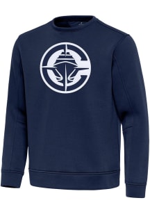 Antigua Los Angeles Clippers Mens Navy Blue Full Front Relevant Long Sleeve Crew Sweatshirt
