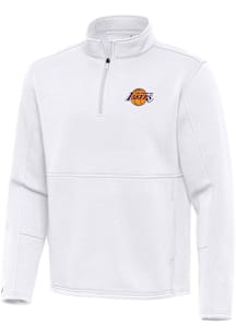 Antigua Los Angeles Lakers Mens White Twist Long Sleeve Qtr Zip Pullover