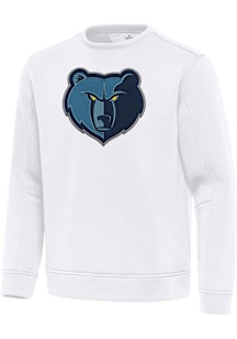 Antigua Memphis Grizzlies Mens White Full Front Relevant Long Sleeve Crew Sweatshirt