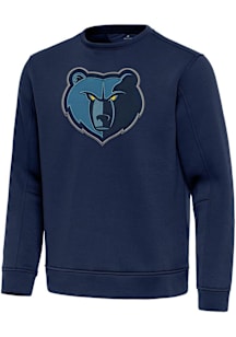Antigua Memphis Grizzlies Mens Navy Blue Full Front Relevant Long Sleeve Crew Sweatshirt