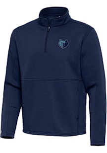 Antigua Memphis Grizzlies Mens Navy Blue Alternate Twist Long Sleeve Qtr Zip Pullover