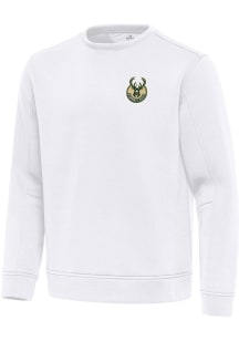 Antigua Milwaukee Bucks Mens White Relevant Long Sleeve Crew Sweatshirt