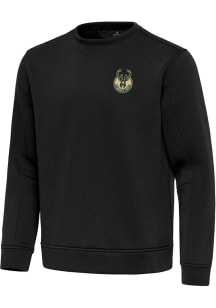 Antigua Milwaukee Bucks Mens Black Relevant Long Sleeve Crew Sweatshirt