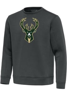 Antigua Milwaukee Bucks Mens Grey Full Front Relevant Long Sleeve Crew Sweatshirt