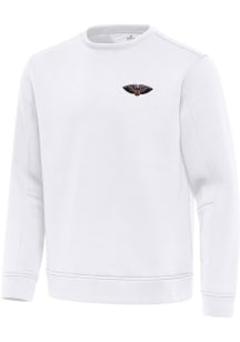 Antigua New Orleans Pelicans Mens White Relevant Long Sleeve Crew Sweatshirt