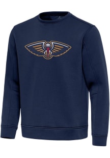 Antigua New Orleans Pelicans Mens Navy Blue Full Front Relevant Long Sleeve Crew Sweatshirt