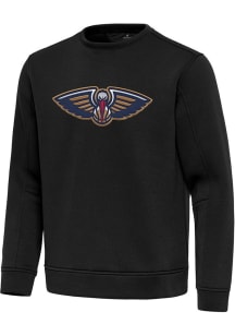 Antigua New Orleans Pelicans Mens Black Full Front Relevant Long Sleeve Crew Sweatshirt