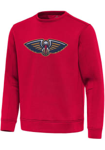 Antigua New Orleans Pelicans Mens Red Full Front Relevant Long Sleeve Crew Sweatshirt
