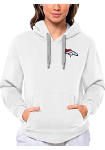 Antigua Denver Broncos Womens White Victory Hooded Sweatshirt