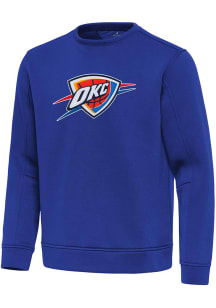 Antigua Oklahoma City Thunder Mens Blue Full Front Relevant Long Sleeve Crew Sweatshirt
