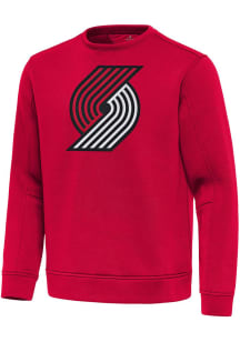 Antigua Portland Trail Blazers Mens Red Full Front Relevant Long Sleeve Crew Sweatshirt