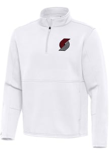 Antigua Portland Trail Blazers Mens White Twist Long Sleeve Qtr Zip Pullover