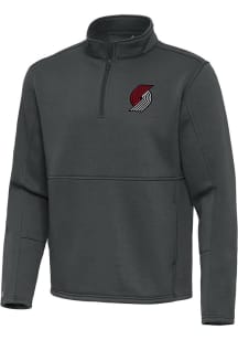 Antigua Portland Trail Blazers Mens Grey Twist Long Sleeve Qtr Zip Pullover