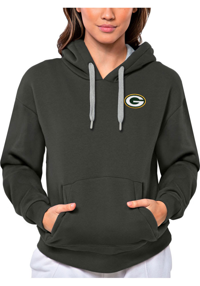 Antigua Green Bay Packers Womens Charcoal Victory Long Sleeve Pullover