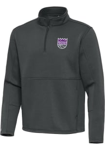Antigua Sacramento Kings Mens Grey Twist Long Sleeve Qtr Zip Pullover