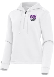 Antigua Sacramento Kings Womens White Contemporary Qtr Zip
