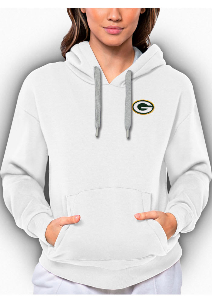 Antigua Green Bay Packers White Victory Long Sleeve Hoodie, White, 52% Cot / 48% Poly, Size XL, Rally House