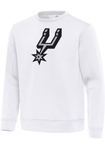 Antigua San Antonio Spurs Mens White Full Front Relevant Long Sleeve Crew Sweatshirt