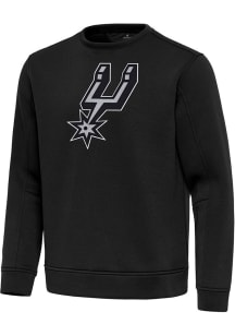 Antigua San Antonio Spurs Mens Black Full Front Relevant Long Sleeve Crew Sweatshirt