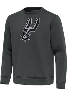 Antigua San Antonio Spurs Mens Grey Full Front Relevant Long Sleeve Crew Sweatshirt