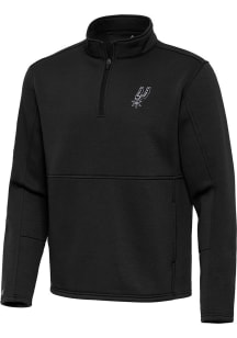 Antigua San Antonio Spurs Mens Black Twist Long Sleeve Qtr Zip Pullover