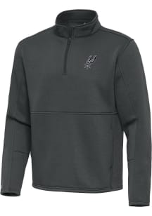 Antigua San Antonio Spurs Mens Grey Twist Long Sleeve Qtr Zip Pullover