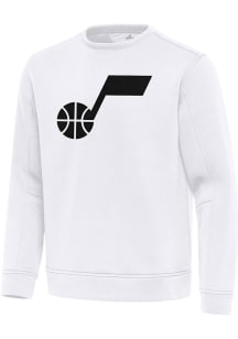 Antigua Utah Jazz Mens White Full Front Relevant Long Sleeve Crew Sweatshirt