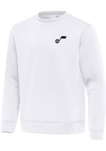 Antigua Utah Jazz Mens White Relevant Long Sleeve Crew Sweatshirt