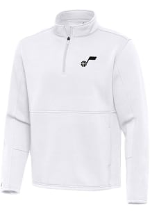 Antigua Utah Jazz Mens White Twist Long Sleeve Qtr Zip Pullover