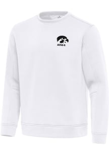 Antigua Iowa Hawkeyes Mens White Relevant Long Sleeve Crew Sweatshirt