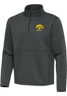 Mens Iowa Hawkeyes Grey Antigua Twist Qtr Zip Pullover