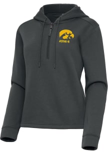 Womens Iowa Hawkeyes Grey Antigua Contemporary Qtr Zip