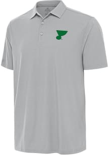 Antigua St Louis Blues Mens Grey St Patrick's Day Era Design Short Sleeve Polo