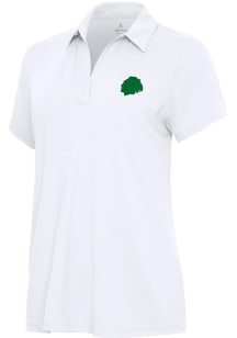 Antigua Chicago Blackhawks Womens White St Patrick's Day Era Design Short Sleeve Polo Shirt