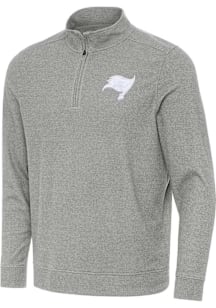 Antigua Tampa Bay Buccaneers Mens Grey White Tonal Subtle Long Sleeve Qtr Zip Pullover