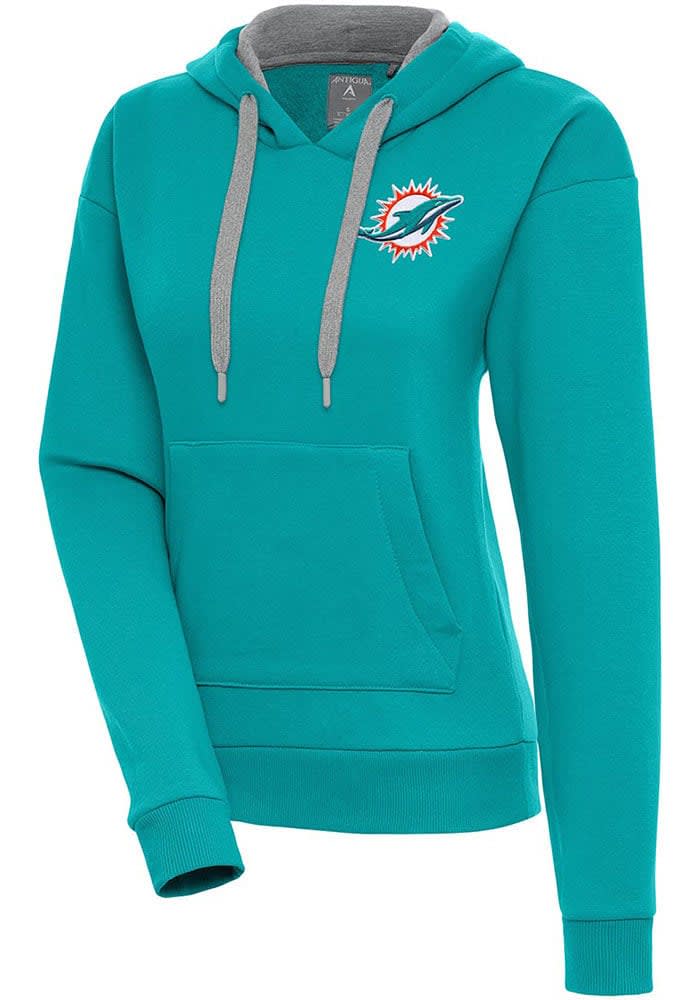 Antigua Miami Dolphins Women's Teal Victory Hooded Sweatshirt, Teal, 52% Cot / 48% Poly, Size S, Rally House