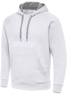 Antigua New Orleans Saints Mens White White Tonal Full Front Victory Long Sleeve Hoodie