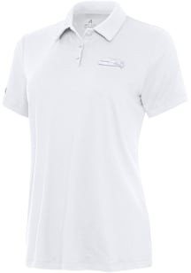 Antigua Seattle Seahawks Womens White White Tonal Reprocess Recycled Short Sleeve Polo Shirt
