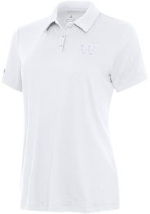 Antigua Washington Commanders Womens White White Tonal Reprocess Recycled Short Sleeve Polo Shirt