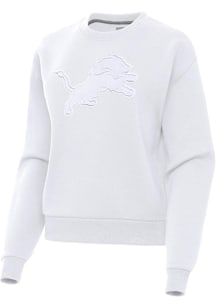 Antigua Detroit Lions Womens White White Tonal Full Front Victory Crew Sweatshirt