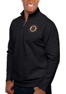 Antigua Boston Bruins Mens Black Gambit Long Sleeve 1/4 Zip Pullover