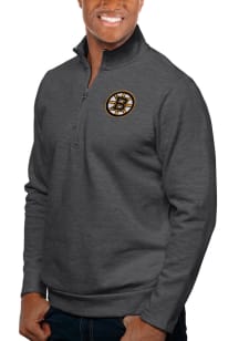 Antigua Boston Bruins Mens Charcoal Gambit Long Sleeve 1/4 Zip Pullover