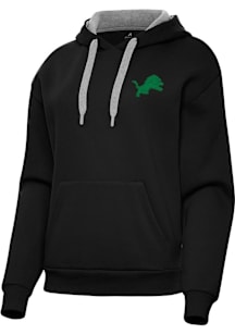 Antigua Detroit Lions Womens Black St Patrick's Day Tonal Victory Hooded Sweatshirt