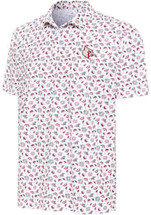 Antigua Louisville Cardinals Mens White Independence Day Polo Short Sleeve Polo