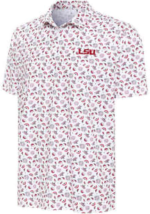 Antigua LSU Tigers Mens White Independence Day Polo Short Sleeve Polo