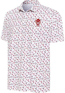 Antigua NC State Wolfpack Mens White Independence Day Polo Short Sleeve Polo