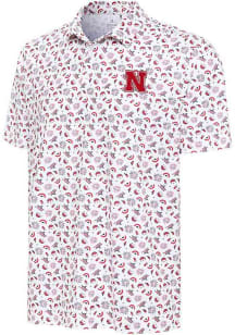 Mens Nebraska Cornhuskers White Antigua Independence Day Polo Short Sleeve Polo Shirt