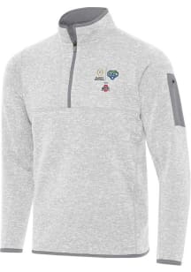 Mens Ohio State Buckeyes Grey Antigua 2025 Cotton Bowl Bound Fortune Qtr Zip Fashion Pullover