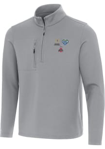 Mens Ohio State Buckeyes Grey Antigua 2025 Cotton Bowl Bound Insider Qtr Zip Pullover