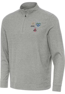 Mens Ohio State Buckeyes Grey Antigua 2025 Cotton Bowl Bound Subtle Qtr Zip Pullover